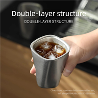 Gobelet à café de luxe moderne carré en acier inoxydable 304, tasse à eau double usage, anti-fuite et isotherme pour la maison