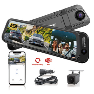 Caméra embarquée Carlover 4K <span class=keywords><strong>Fisheye</strong></span> Lens AI à 3 canaux, écran 9,66 pouces, GPS, WIFI, ADAS, caméra avant et arrière, vision nocturne, étanche - Product Image 1