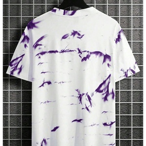เสื้อยืดผู้ชายลายกราฟิกแบบ Tie Dye สำหรับฤดูร้อน ผ้าฝ้าย 100% คอกลม ทรงโอเวอร์ไซส์ แขนสั้น พิมพ์ลายตัวอักษร สไตล์ลำลอง - Product Image 3
