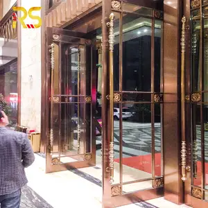 High End Customized Hotel Luxury Front Stainless Steel Glass Door Design