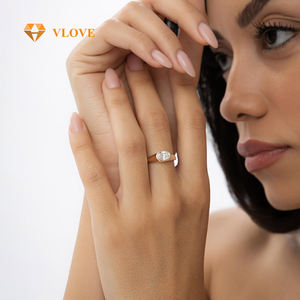 VLOVE gioielli di lusso grossista eleganti anelli 1.00 Ctw oro 14K singolo ovale laboratorio cresciuto anello di diamanti - Product Image 3