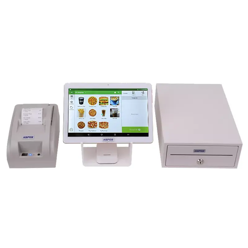 10 Inch Cashier Machine Android System POS Machine Single Screen with Anti Theft Bracket 58mm Printer and Cash Box