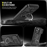 Coque de téléphone antichoc en TPU souple + PC rigide avec anneau métallique rotatif à 360° pour iPhone 15 Pro Max 13 12 11 14 16 Pro Max Plus