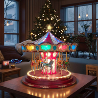 Anyou Grand Carrousel de Noël à musique lumineuse Décorations de vacances européennes Carrousel tournant éclairé Figurines de Noël Jouets