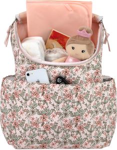 <span class=keywords><strong>Sac</strong></span> <span class=keywords><strong>à</strong></span> dos multifonctionnel pour couches et voyage, motif floral, avec matelas <span class=keywords><strong>à</strong></span> <span class=keywords><strong>langer</strong></span> et sangles pour poussette, en polyester - Product Image 4