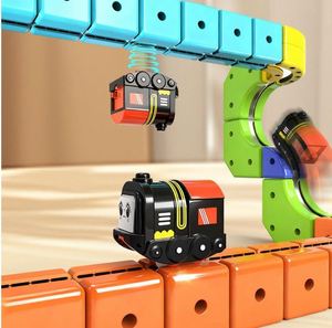 Jouets de construction éducatifs en plastique, train à grande vitesse, blocs de construction, voitures, cadeaux pour enfants, train électrique magique, ensembles de jouets en cubes - Product Image 4