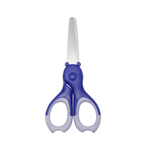 Children's Scissors 5-Inch Stainless Steel Cartoon Design For School Craft Paper Cutting Blue Purple Handle - Product Image 3