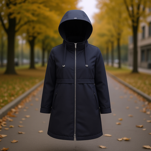 HDJ Parka à capuche pour femme, longue, coupe-vent, couleur unie, en polyester, pour l'automne, tailles M-XL - Product Image 2