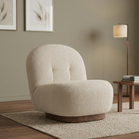 Fauteuil d'appoint/détente moderne en tissu polyester doux marron beige, avec dossier robuste et pieds en bois de caoutchouc noyer, idéal pour salon, hôtel, chambre à coucher