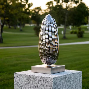 Criativo moderno Aço Inoxidável Metal Milho Design Paisagem Ornamento Pedra Esculturas & Esculturas - Product Image 3