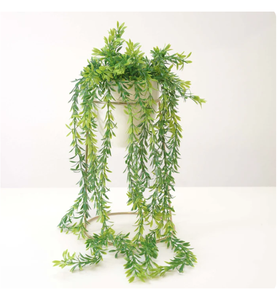 Elegante planta de felicidad de hoja en cascada artificial con hojas exuberantes realistas guirnalda colgante de imitación para decoración de pared interior de balcón - Product Image 1