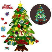 Suspension murale en feutre, arbre de noël avec lumières LED et ornements, bricolage, 21 pièces