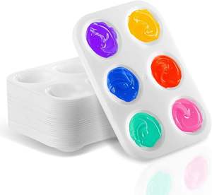 Palettes de peinture en plastique blanc XinyiArt <span class=keywords><strong>Palette</strong></span> d'<span class=keywords><strong>aquarelle</strong></span> de peinture rectangulaire à 6 puits pour étudiants Plateau de support de peinture de qualité supérieure - Product Image 1