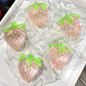 Kawaii Clear Strawberry Squishy Toy, Pastel <b>Pink</b> Maltose Decompression Toy, Fruit Theme Party Favor <b>Gift</b> - Product Image 6