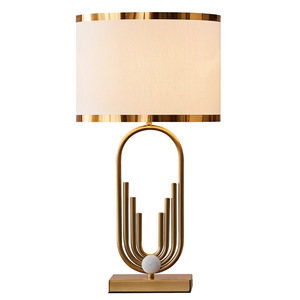 HOOYI Hotel Luxury Modern White Fabric Lamp Shade Desk Lamp Home decorativo Night Light lampada da comodino Iron Ce AC Round 70 - Product Image 1