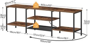<span class=keywords><strong>Mueble</strong></span> de TV de Diseño <span class=keywords><strong>Industrial</strong></span> en Madera con Tomas de Corriente y Estantes Abiertos para Sala de Estar y Dormitorio - Product Image 2