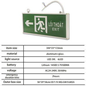 Lámpara LED de Señalización de Salida de Alta Gama/Premium en Inglés y Árabe, Indicador de Luz de Emergencia con Flecha de Dirección - Product Image 2