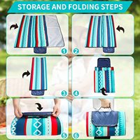 Tapis de pique-nique pliable épais neutre grand format avec sangle de transport lavable, durable, imperméable, pour l'extérieur