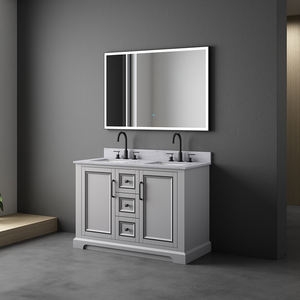 Meuble-lavabo élégant et moderne en bois massif avec portes à fermeture douce et miroir LED, écologique, idéal pour appartement, fabriqué au Vietnam - Product Image 2