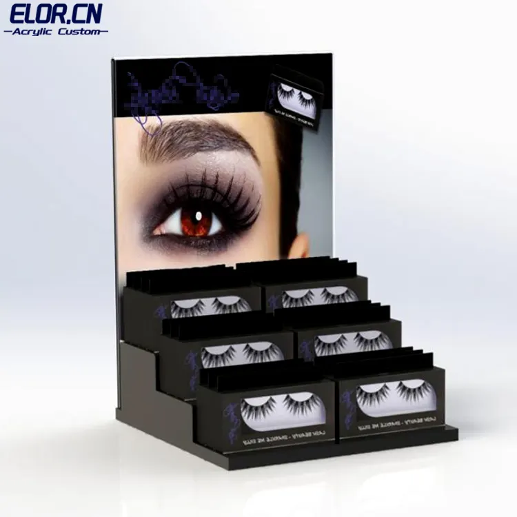 ELOR Beauty Salon Và Trường Phổ Biến Tùy Chỉnh Acrylic False Eyelash Extension Display Đứng Mỹ Phẩm Make Up Rack Cho Cửa Hàng