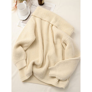 Penjualan laris sweter elegan bahu terbuka atasan rajut wanita longgar Pullover Solid grosir - Product Image 1