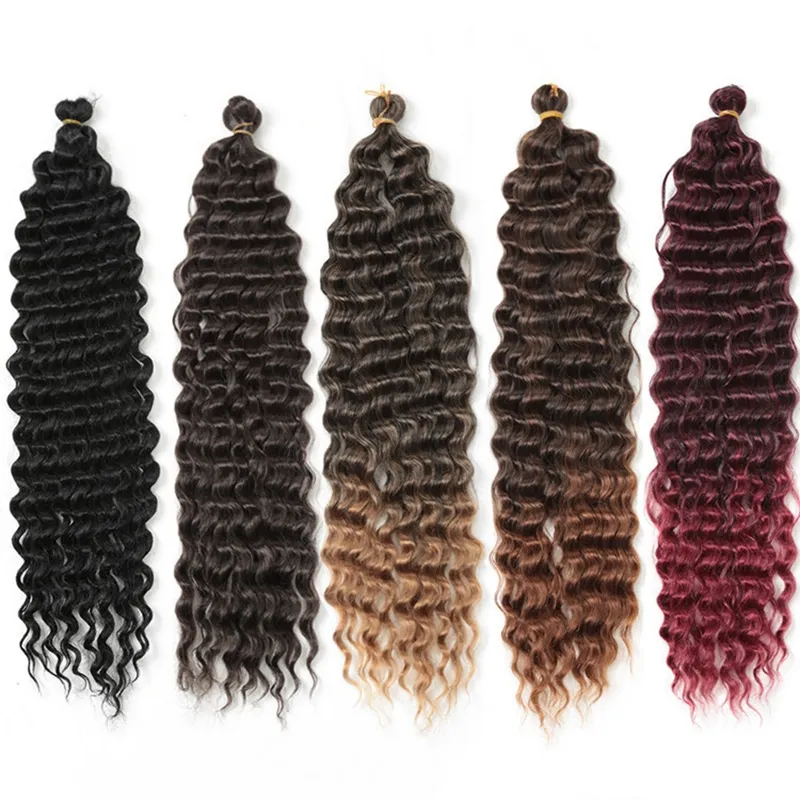 Bohemia Crochet trança extensões de cabelo onda de água Primavera torção trança cabelo profundo encaracolado colorido longo macio onda natural atacadista