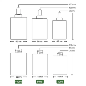 15ml 30ml 50ml flacone contagocce di vetro quadrato rettangolare 100ml ambrato con contagocce nero per l'imballaggio cosmetico di olio essenziale di siero - Product Image 5