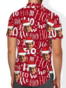 Camicia a maniche corte da <span class=keywords><strong>uomo</strong></span> personalizzata a tema natalizio, stampa personalizzata del viso - Product Image 3
