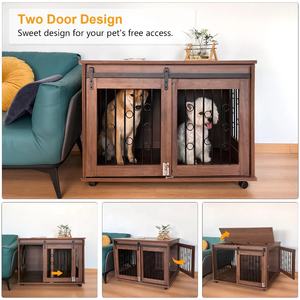 Gabbie e Casette di Lusso in Legno per Animali Domestici, Design a Due Porte, Ampio Spazio Regolabile per Cani Grandi e Altri Animali - Product Image 4