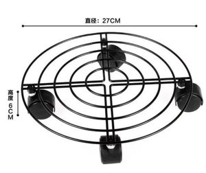 Porte-plantes rond noir pratique en métal avec 4 roues porte-rouleau Mover intérieur extérieur planteur <span class=keywords><strong>roulettes</strong></span> plateau roulant - Product Image 5