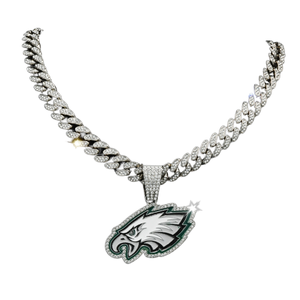 Collar con Colgante de los <span class=keywords><strong>Philadelphia</strong></span> Eagles, Cadena Cubana Dorada con Incrustaciones de Diamantes Geométricos, Estilo Punk Hip-hop de Aleación para Fiestas - Product Image 2