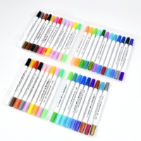 Ensemble de marqueurs acryliques à double pointe en plastique vibrant de 48 couleurs avec tête de pinceau souple pour graffitis multi-surfaces et peinture DIY