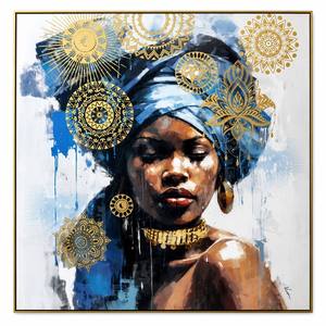 Exquisita Pintura al Óleo <span class=keywords><strong>de</strong></span> <span class=keywords><strong>Mujeres</strong></span> Africanas con Lámina Dorada, Impresión en Lienzo, Cuadro Enmarcado para Decoración <span class=keywords><strong>de</strong></span> Sala <span class=keywords><strong>de</strong></span> Estar - Product Image 2