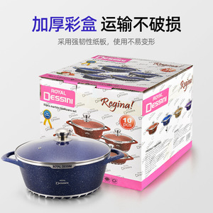 Royal Dessini Non Stick <b>Cookware</b> <b>Set</b> 10 Piece Aluminum Pot With Lid Multi Use For Stewing Frying Boiling - Product Image 3