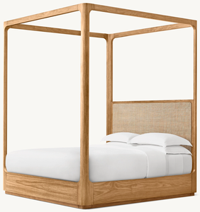 Camas de Lujo Modernas Santiago con Dosel Tamaño King Size con Marco de Madera Maciza de Roble y Caña para Dormitorio - Product Image 5