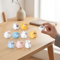 Figuras de Animales de Resina, Serie de Animales Bebé Kawaii, Vaca, Panda, Tigre, Conejo, Cerdo, Mono, Zodiaco Chino, Tema de Zoológico, Juguete para Cuarto de Niños
