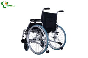 Silla de ruedas plegable manual de aluminio autopropulsada con reposapiés abatibles, equipo de rehabilitación de ruedas grandes de liberación rápida - Product Image 2