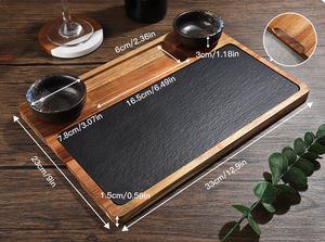 Plateau à fromage écologique en pierre naturelle et bois d'acacia, plateau alimentaire, <span class=keywords><strong>assiette</strong></span> à steak, vaisselle pour le camping, gravé, directement de l'usine - Product Image 6