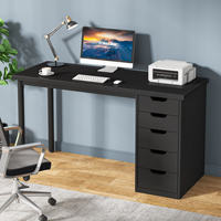 Bureau d'ordinateur moderne avec 5 tiroirs réversibles, table d'écriture écologique de 47 pouces avec structure métallique pour bureau à domicile
