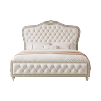 Lit double de 1,8 m de style américain et européen, finition en cuir, bois massif, design moderne et simple, style français, ensemble de chambre à coucher