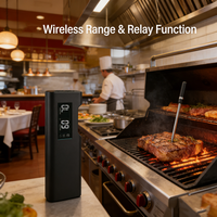 Thermomètre numérique sans fil longue portée pour barbecue en métal avec Bluetooth, étanche IP68, écran LCD, précision 1°C et application