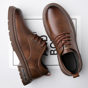 รองเท้าหนังผู้ชาย รองเท้าทำงานลำลองแบบไม่หุ้มข้อ พื้นรองเท้ายางกันกระแทก สไตล์ลำลอง - Product Image 3