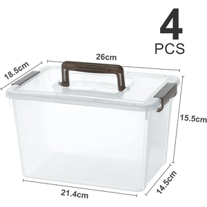 Transparent 2-Layer PP Rectangle <b>Folding</b> <b>Storage</b> <b>Box</b> 6-10L Capacity Modern Household Organization Multipurpose Use (Toys Snacks - Product Image 3
