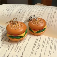 Porte-clés créatif en PVC en forme de croissant, jouet alimentaire simulé, hamburgers, pop-corn, gâteau, pendentif de sac, porte-clés