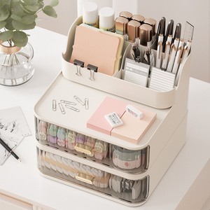 Desktop Storage Box Rectangle Office Organizer With Partitions Drawer Style Stationery Holder For Desk Bedroom Dorm Room - Product Image 1