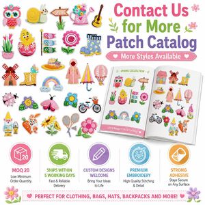 Lot de patchs brodés thermocollants et à coudre pour le printemps, motifs Hibou, Poussin, <span class=keywords><strong>Escargot</strong></span>, Bottes, Arc-en-ciel, Papillon, Gnome, Fleur - Product Image 3