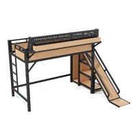 Letto a soppalco in metallo Twin XL con armadio, presa di corrente, luce LED, ripiani scorrevoli per bambini, ragazzi, appartamenti, hotel, uso ODM/OEM
