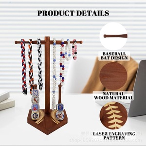 Wooden Baseball <b>Ring</b> Holder Desktop Jewelry Rack With Stacking Design For <b>Rings</b> And <b>Necklaces</b> - Product Image 5