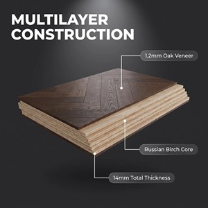 Piso de Madera de Roble Ruso Grado A, Diseño Espiga, 14mm, Estilo Nogal Negro, Acabado UV Mate, Madera de Ingeniería - Product Image 3