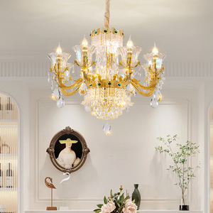 Lámpara de araña de cristal de lujo estilo europeo, con múltiples cabezales, luz LED E27, para sala de estar, comedor, villa, recibidor - Product Image 1